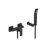 Eurorama Quadra 144150-400 Αναμεικτική Μπαταρία Ντουζιέρας Πλήρες Σετ Μαύρη - Λουτρού στο AFOI TOGIA