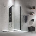 Devon Iwis Walk-in Διαχωριστικό Ντουζιέρας 117-119x200cm Clean Glass Black - Ελεύθερη τοποθέτηση στο AFOI TOGIA