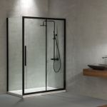 Devon Flow Slider Διαχωριστικό Ντουζιέρας με Συρόμενη Πόρτα 107-111x195cm Clean Glass Black Matt - Καμπίνες στο AFOI TOGIA