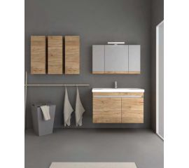 Σετ μπάνιου 4 τεμαχίων Πάγκος με Νιπτήρα, Φωτιστικό & Καθρέπτη Μελαμίνη Μ90xΒ45xΥ60cm - Έπιπλα στο AFOI TOGIA