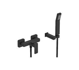 Eurorama Quadra 144150-400 Αναμεικτική Μπαταρία Ντουζιέρας Πλήρες Σετ Μαύρη - Λουτρού στο AFOI TOGIA
