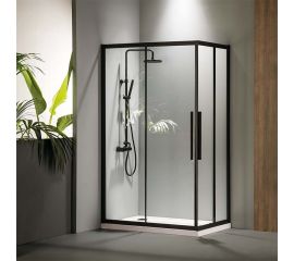 Devon Flow Corner Entry  90x90x195cm Clean Glass Black Matt - Καμπίνες στο AFOI TOGIA
