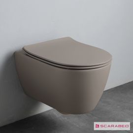 Scarabeo Moon Clean Flush Rimless Hanging Basin with Slim Cover Soft Close Sand - Basins στο AFOI TOGIA
