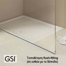 GSI Slim 4384-300 Τετράγωνη Πορσελάνινη Ντουζιέρα 80x80cm Λευκή - Ντουζιέρες  στο AFOI TOGIA