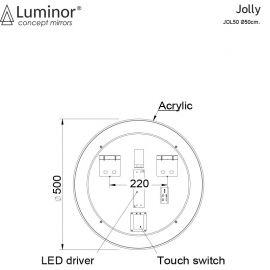 Luminor Jolly 50 Στρογγυλός Καθρέπτης Μπάνιου με Φως 50x50cm - Καθρέφτες στο AFOI TOGIA