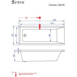 Sirene Clarissa Ορθογώνια 120x70 cm - Μπανιέρες  στο AFOI TOGIA