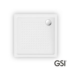 GSI Slim 4384-300 Τετράγωνη Πορσελάνινη Ντουζιέρα 80x80cm Λευκή - Ντουζιέρες  στο AFOI TOGIA