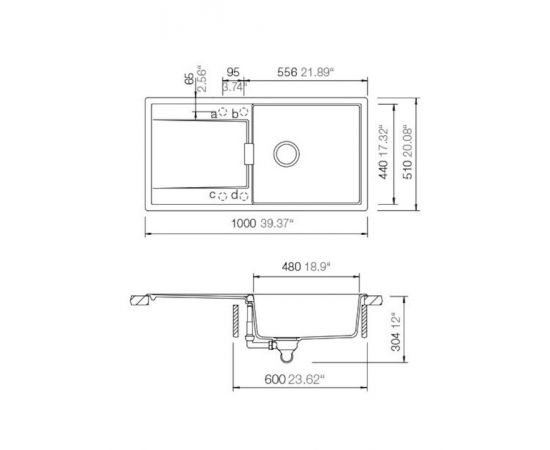 Schock Cristadur Mono Built-in sink made of synthetic granite M100xW51cm Polaris - Granites στο AFOI TOGIA