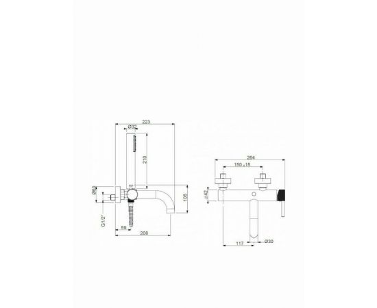 ​Armando Vicario Slim 500100-410 Bathtub Faucet Complete Set Black - Bathroom στο AFOI TOGIA