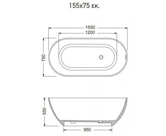 Sirene Cusco Ελεύθερη Μπανιέρα 155x75cm Black Matt - Μπανιέρες  στο AFOI TOGIA