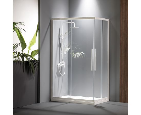 Devon Flow Corner Entry 100x80x195cm Clean Glass White Matt - Καμπίνες στο AFOI TOGIA Devon Flow Corner Entry 100x80x195cm Clean Glass White Matt - Καμπίνες στο AFOI TOGIA