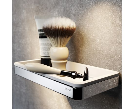 Geesa Frame Επιτοίχια Ραφιέρα Μπάνιου με 1 Ράφι White Matt - Σπογγοθήκες - Ραφιέρες στο AFOI TOGIA
