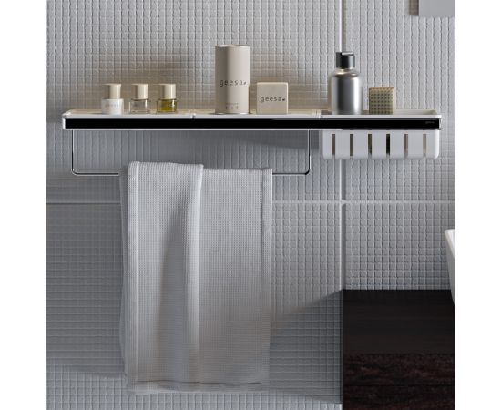 Geesa Frame Επιτοίχια Ραφιέρα Μπάνιου με 1 Ράφι White Matt - Σπογγοθήκες - Ραφιέρες στο AFOI TOGIA