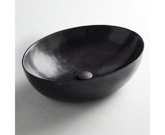 Fossil Malin Επικαθήμενος Νιπτήρας Πέτρινος 55x41cm Μαύρος - Επιτραπέζιοι στο AFOI TOGIA