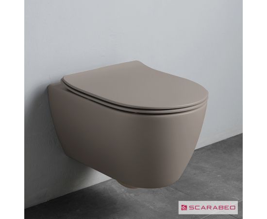 Scarabeo Moon Clean Flush Λεκάνη Κρεμαστή Rimless με Slim Κάλυμμα Soft Close Sand - Λεκάνες στο AFOI TOGIA