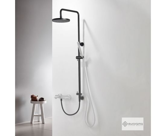 Eurorama  Κολωνα Ντουζ Y83-144 εκ με Κεφαλη Φ20 Black Matt - Στήλες Ντουζ - Υδρομασάζ στο AFOI TOGIA