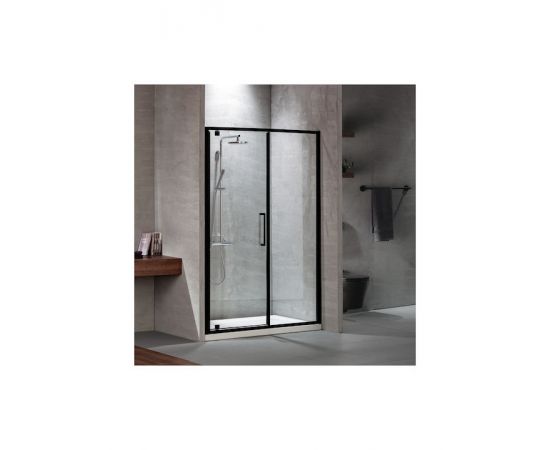 ΚΑΜΠΙΝΑ ΠΟΡΤΑ ΝΤΟΥΖΙΕΡΑΣ Devon Primus Plus 110 (107-111εκ) Pivot + Infill  Black Matt - Καμπίνες στο AFOI TOGIA