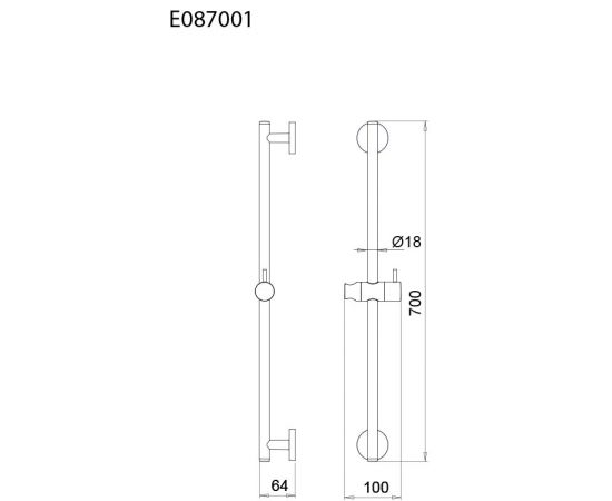 Eurorama Sintesi Βέργα Ντουζ 70 εκ. Chrome - Βέργες στο AFOI TOGIA