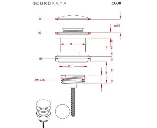 Eurorama Clic Clac  Chrome Βαλβίδα Νιπτήρος - Βαλβίδες στο AFOI TOGIA