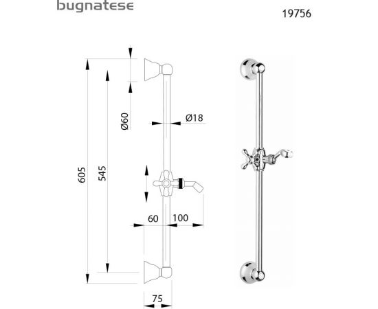 Bugnatese Oxford Βέργα Ντουζ 60,5 Chrome - Βέργες στο AFOI TOGIA