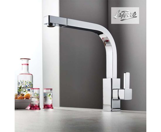 La Torre Java Countertop Kitchen Faucet with Shower and Spiral Silver - Kitchen στο AFOI TOGIA