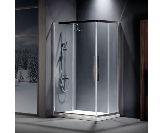 Devon Flow Corner Entry  80x80x195cm Clean Glass Chrome - Καμπίνες στο AFOI TOGIA